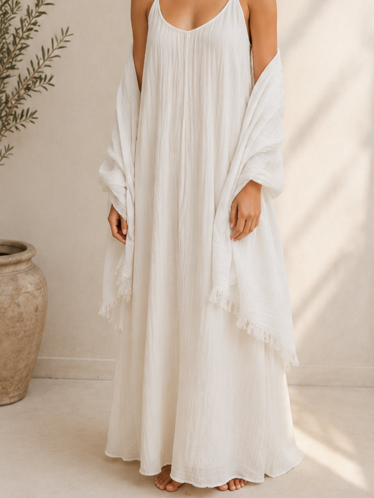SHAWL / BEACH WRAP Cotton Gauze Maxi